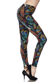 Colorful Feather Print Brushed Leggings