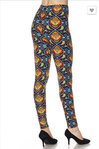 Bright Colored Paisley Print Leggings