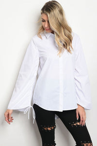 Wide Sleeve Poplin Collar Top