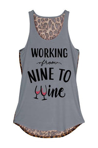 Nine To Wine w/  Animal Print Back Tank