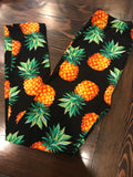 Orange Pineapple Print Leggings - Kids