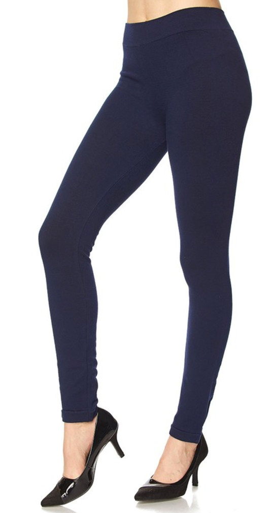 French Terry Solid Navy Ankle Leggings