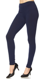 French Terry Solid Navy Ankle Leggings