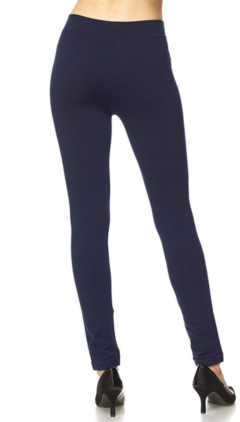 French Terry Solid Navy Ankle Leggings