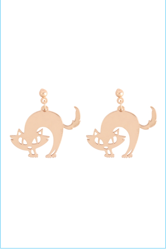 Gold Cat Earrings