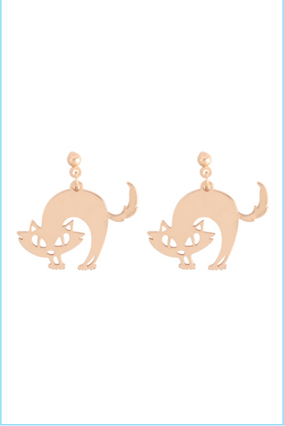 Gold Cat Earrings