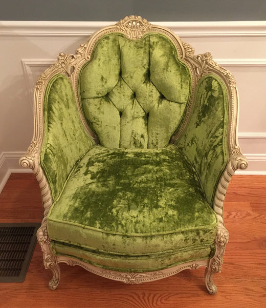 Vintage Green Velour Chair