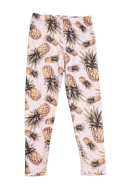 Summer Pineapple Pink Leggings - Kids
