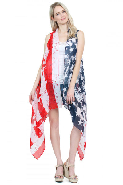 American Flag Style Sleeveless Kimono