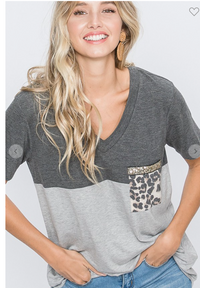 Sequins & Animal Pocket Top