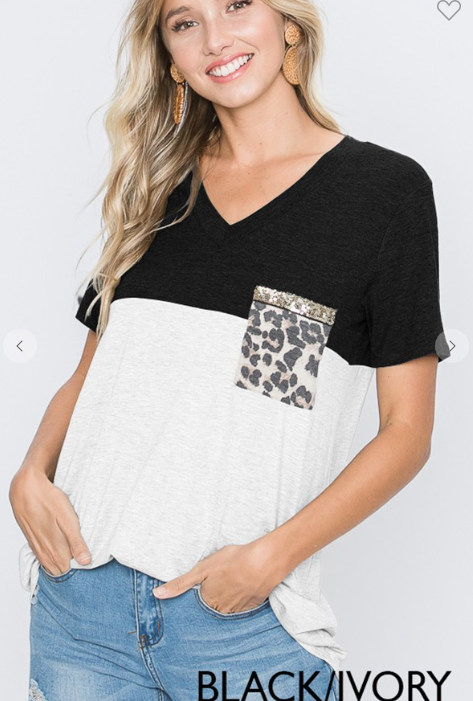 Sequins & Animal Pocket Top