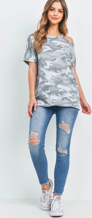 One Shoulder Camo- 2 Colors