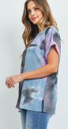 Reverse Cover Stitch Waffle Tie Dye Top