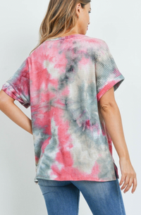 Reverse Cover Stitch Waffle Tie Dye Top