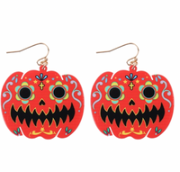 Sugar Skull Pumpkin Earrings