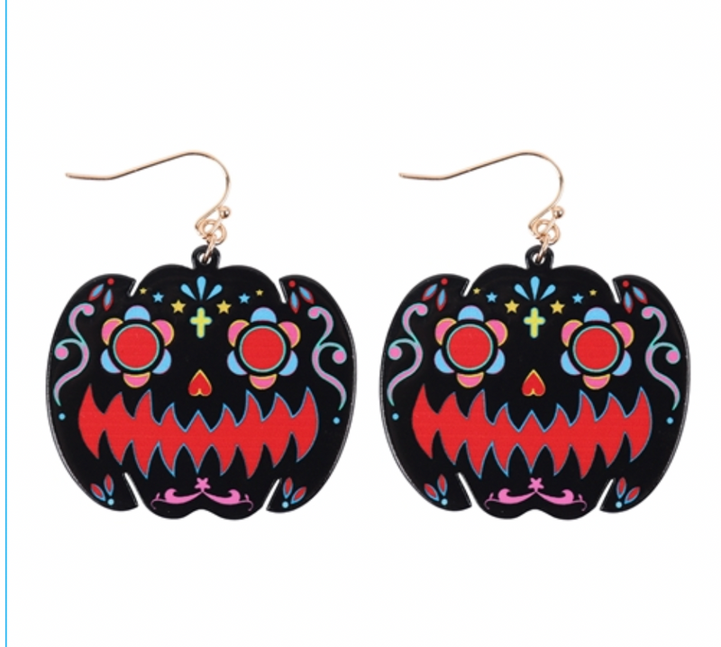 Sugar Skull Pumpkin Earrings