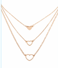 3 Layer Heart Necklace (silver or gold)