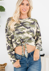 Jr Crop Tie Front Camo