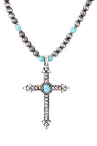 Navajo & Pearl Cross Necklace