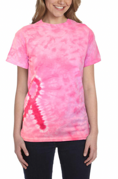 Breast Cancer Tie Dye Tee ADULTS ( 100% of all the profit goes to pine2pink )