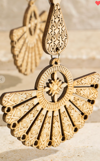 Mandala Fan Wooden Earring