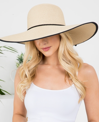 Oversized Beach Hat W/ Braided Accent