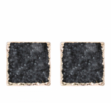 Square Druzy Stone Earring  Many Colors