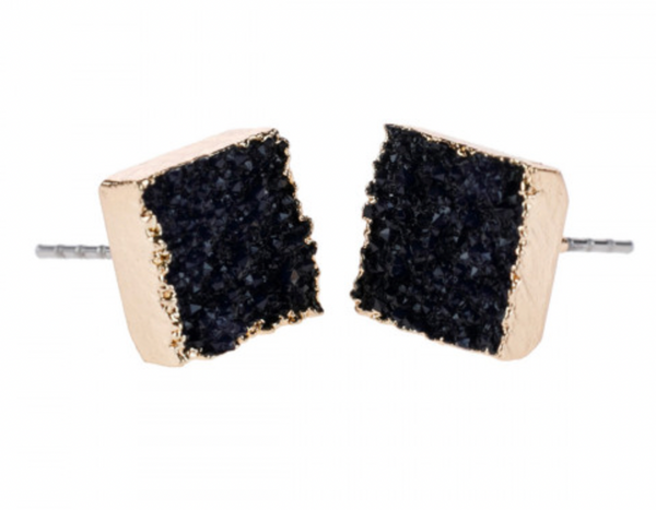 Square Druzy Stone Earring  Many Colors