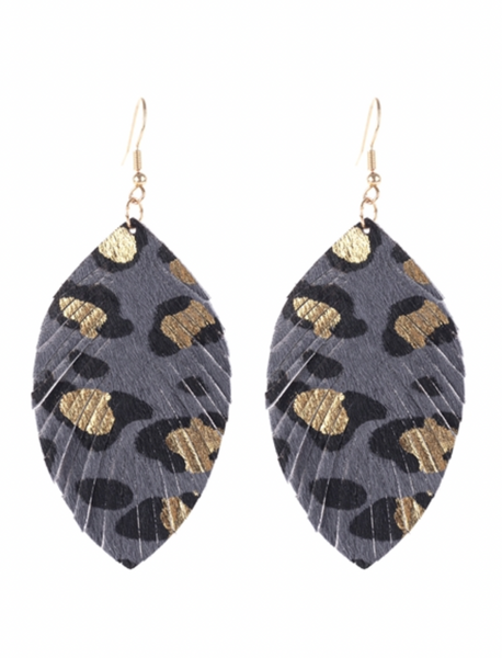 Leather Fringe Drop Animal Print Earrings ( 4 patterns )
