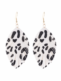 Leather Fringe Drop Animal Print Earrings ( 4 patterns )