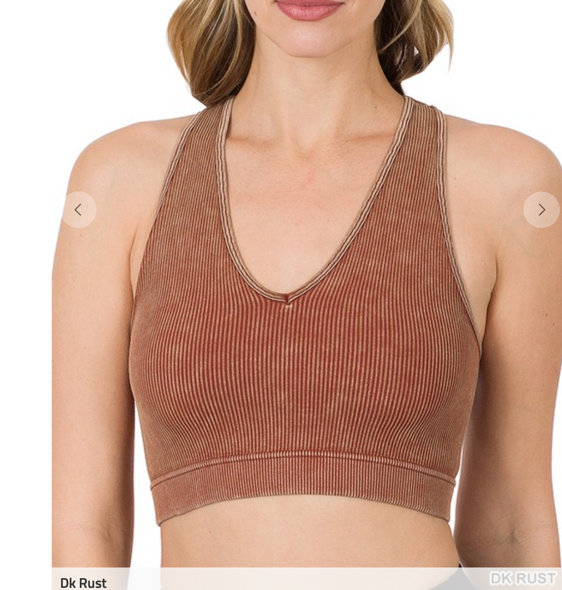 V-Neck Washed Tank Bralette ( BEST SELLER ) New Colors