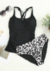 Notched Neck Leopard Tankini (BOTTOMS ONLY) -B/W left