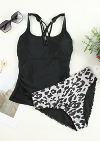 Notched Neck Leopard Tankini (TOP ONLY)