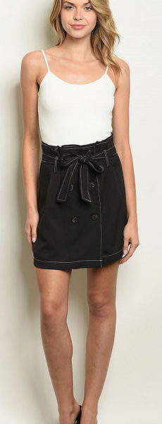 Button Belted Skirt