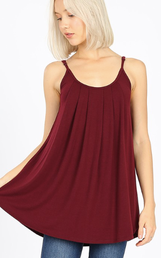 Pleated Cami W/ Adjustable Straps - More Colors